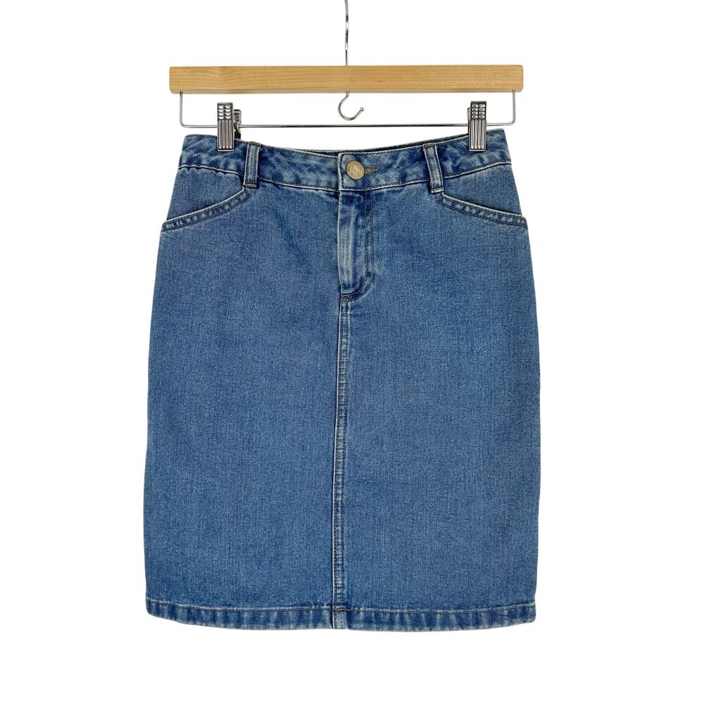 Topshop Moto Denim Skirt Blue Knee Length Women's 25